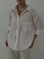 شومیز راه راه صورتی