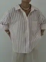 شومیز راه راه صورتی - Image 2